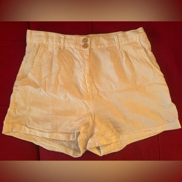 Ardene Cream Bermudas Relaxed Cotton Shorts - Picture 1 of 7
